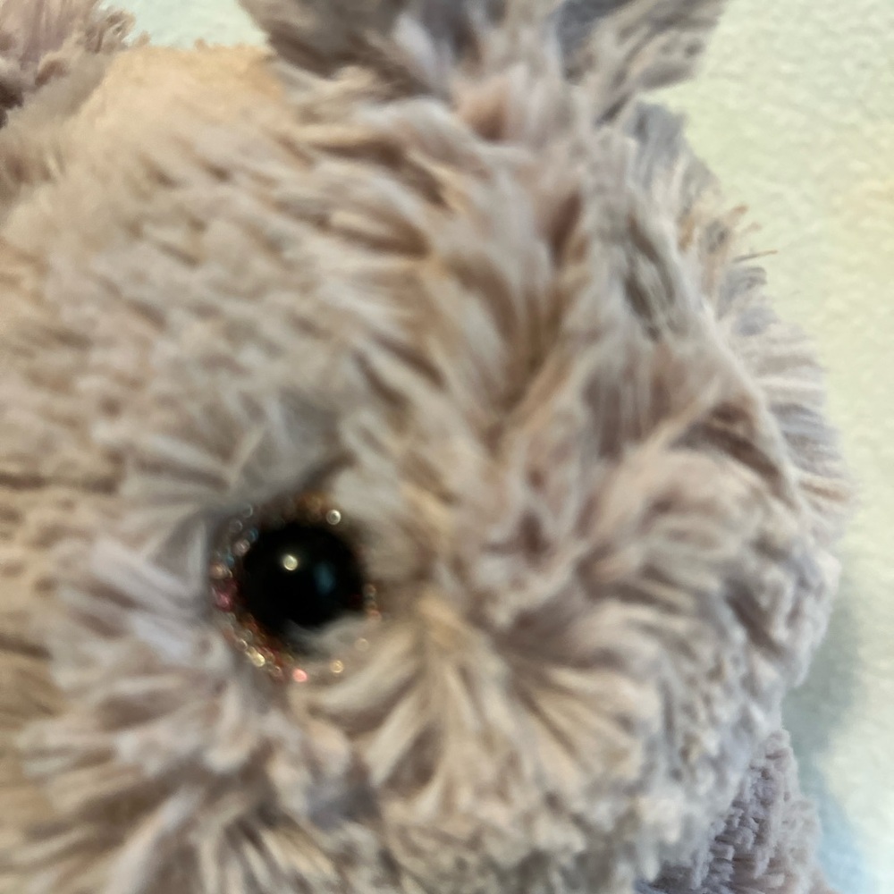 Jellycat Starry Eyed Bunny Sparkle Glitter Eye Brown Plush Toy Stuffed Animal E8 - Picture 3 of 9